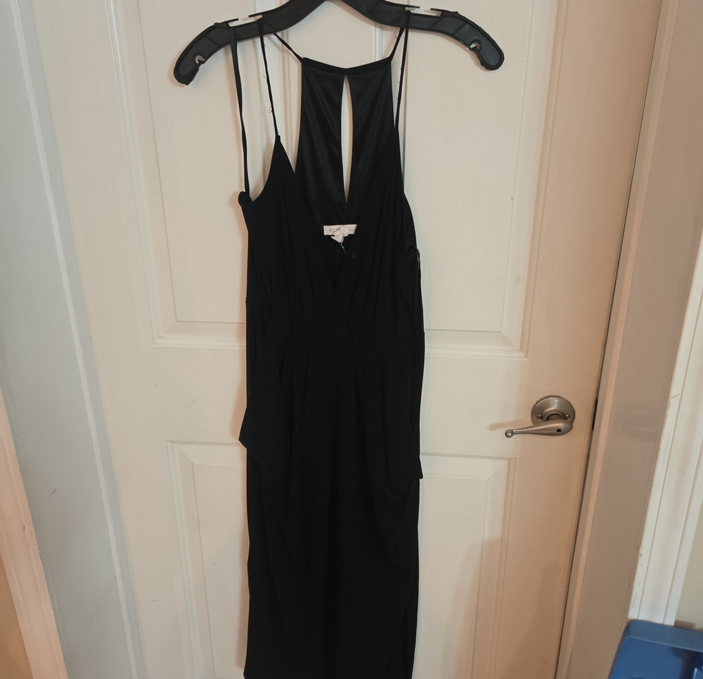BCBGeneration Black Midi Dress with Thin Straps
